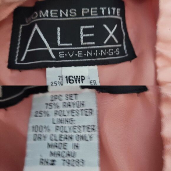 Vintage 80's Maxi Skirt Set Petites 16WP Pink Modest Beaded Button Up Shimmer - Picture 4 of 17